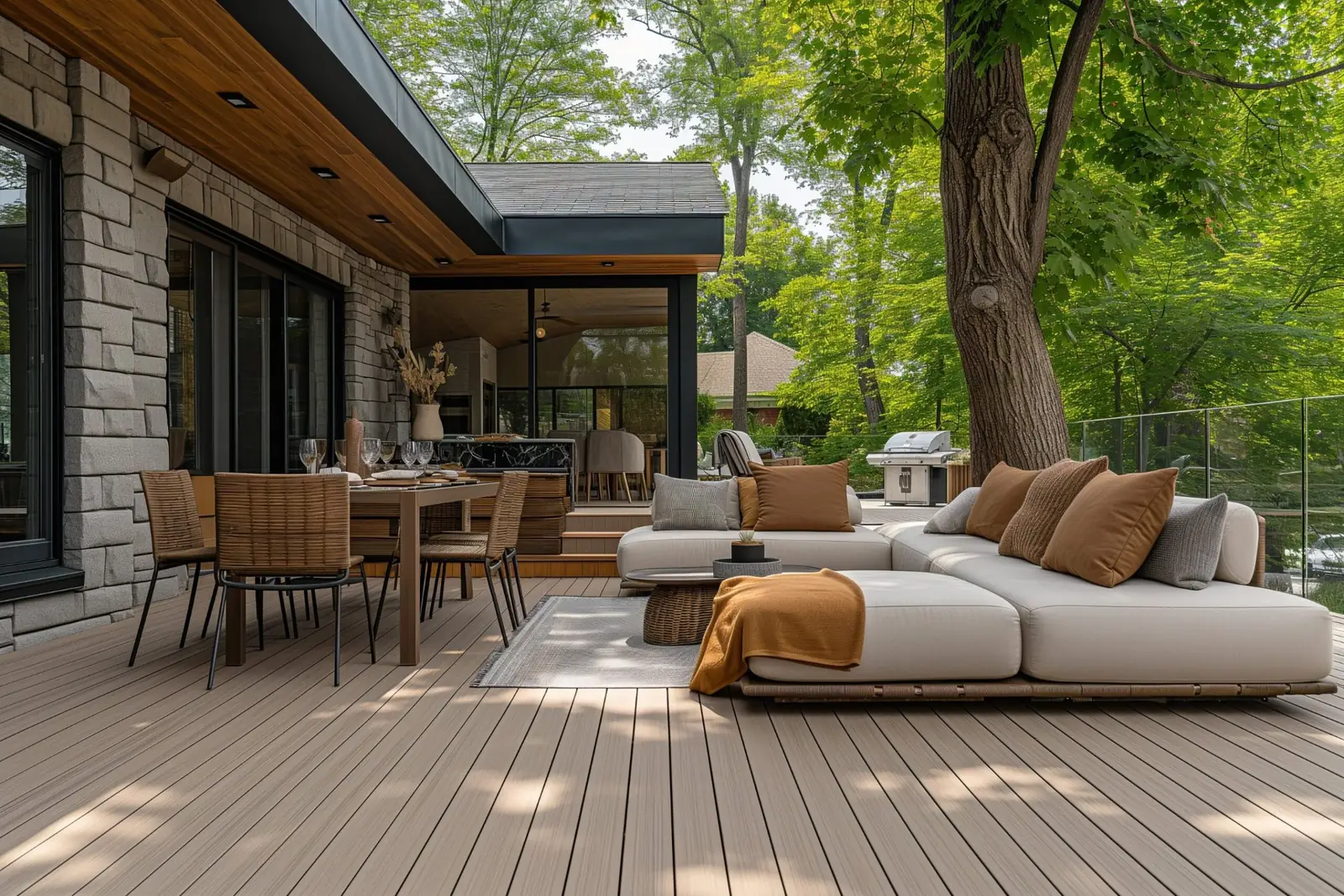 Terrasse composite avec mobilier extérieur